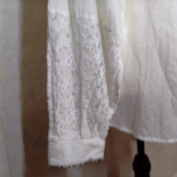 NWOT Pol 100% cotton Button Down Solid, Lace White & Black White Trim Top - Picture 7 of 16